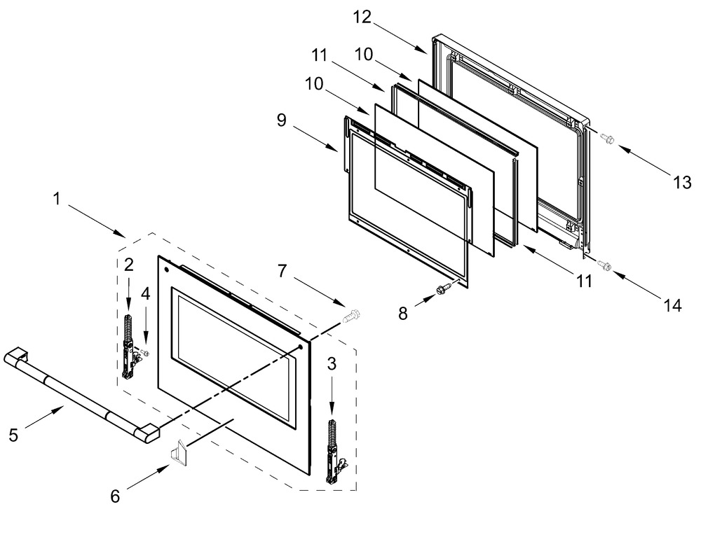 Oven Door Parts Diagram and Parts List for JOESC330RL00  Whirlpool Wall Oven