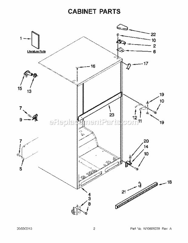 Cabinet Parts Diagram and Parts List for WRT311FZBM00  Whirlpool Refrigerator