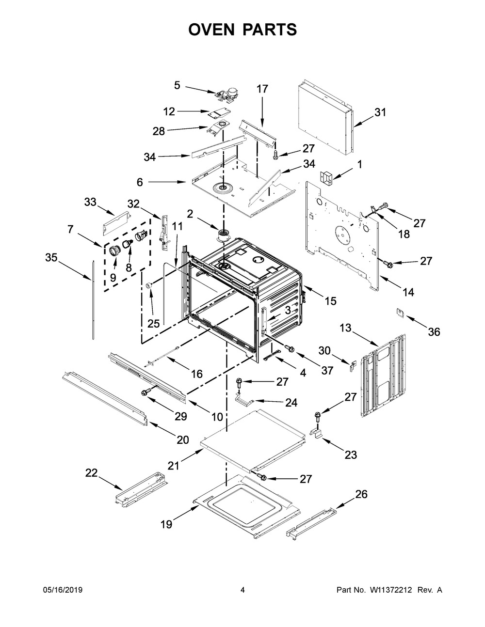 Oven Parts Diagram and Parts List for WOC75EC7HS03  Whirlpool Microwave Oven Combo