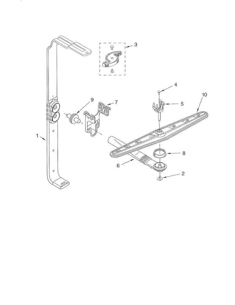 Upper Wash & Rinse Diagram and Parts List for KUDL02FRSS1  KitchenAid Dishwasher