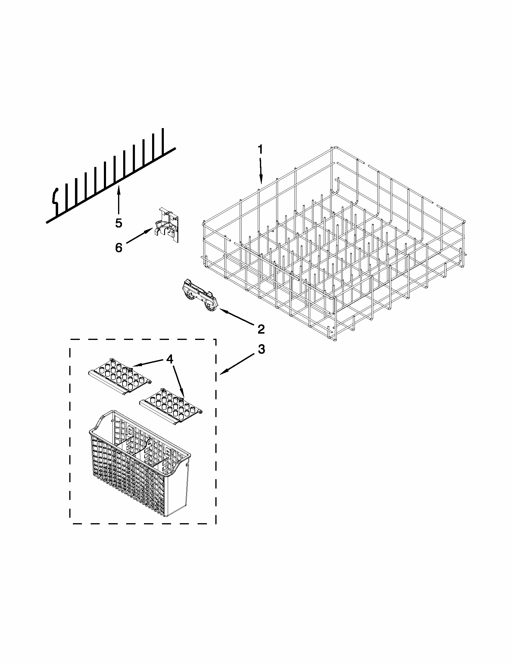 Lower Rack Parts Diagram and Parts List for IUD8100YS3  Whirlpool Dishwasher