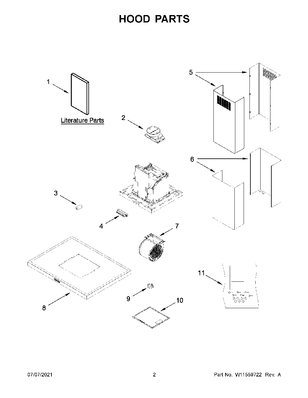 Hood Parts Diagram and Parts List for KXI2536YSS2  KitchenAid Range Hood