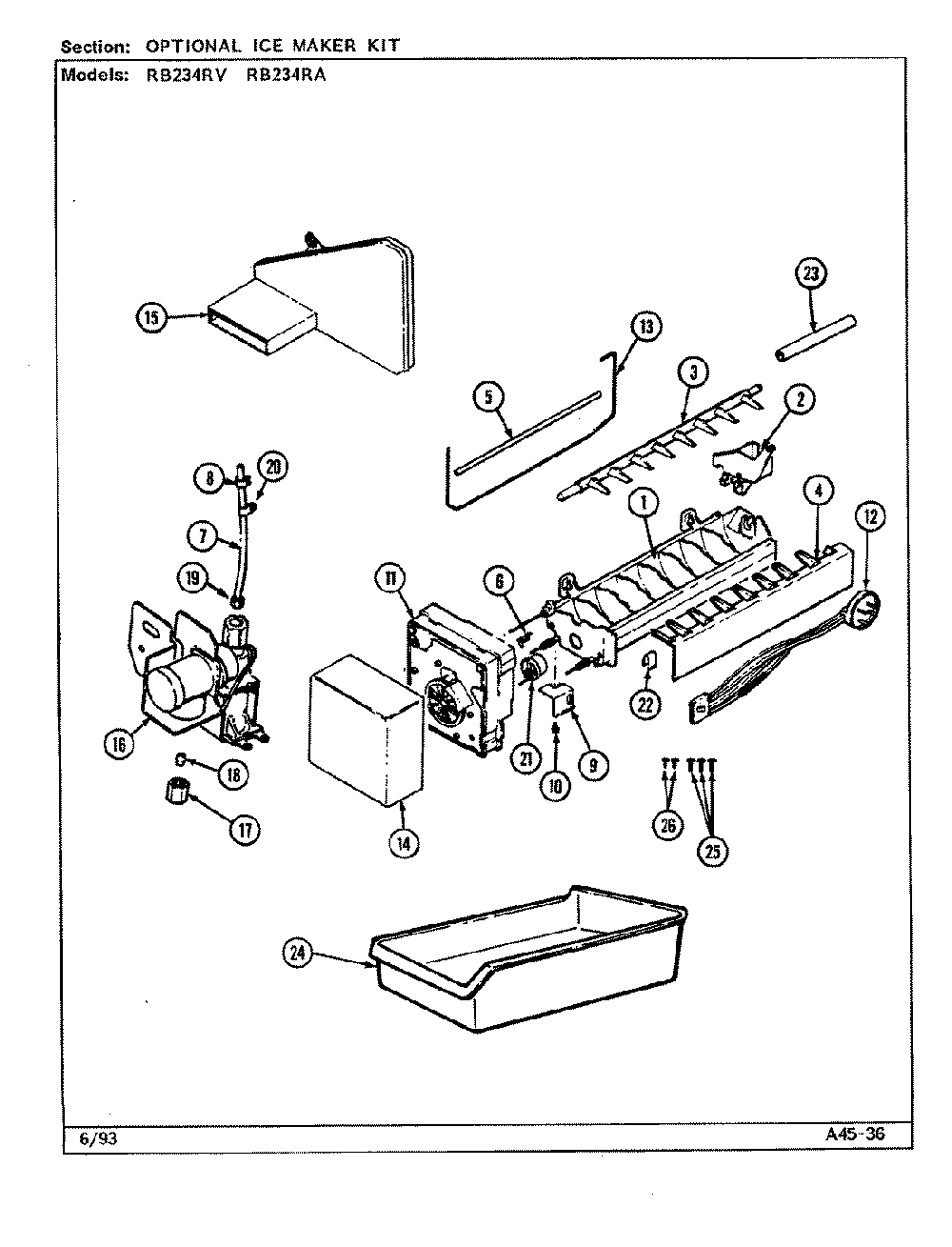06 - Optional Ice Maker Kit Diagram and Parts List for RB234RA  Whirlpool Refrigerator