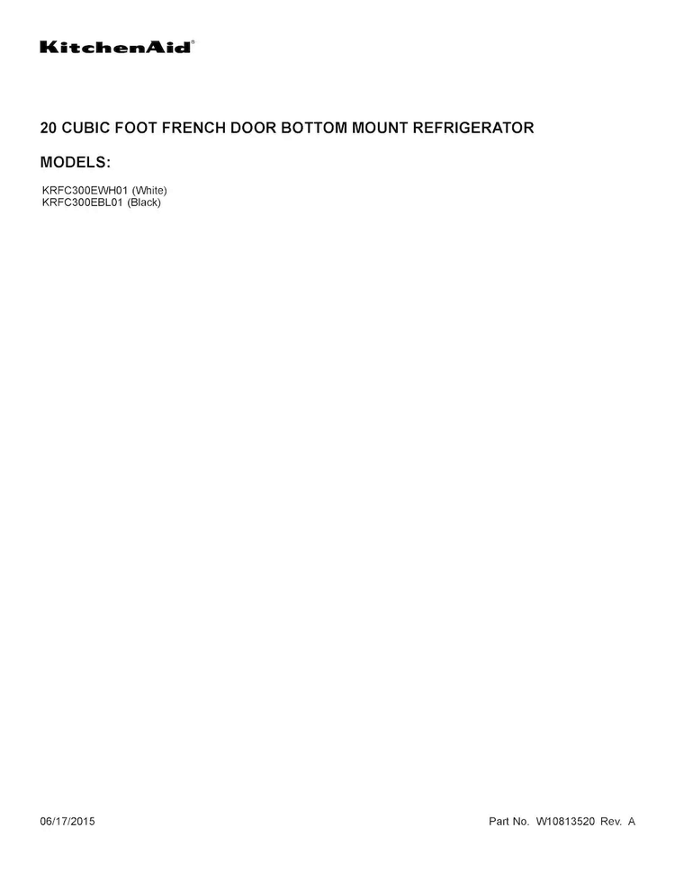 Cover Sheet Diagram and Parts List for KRFC300EWH01  KitchenAid Refrigerator