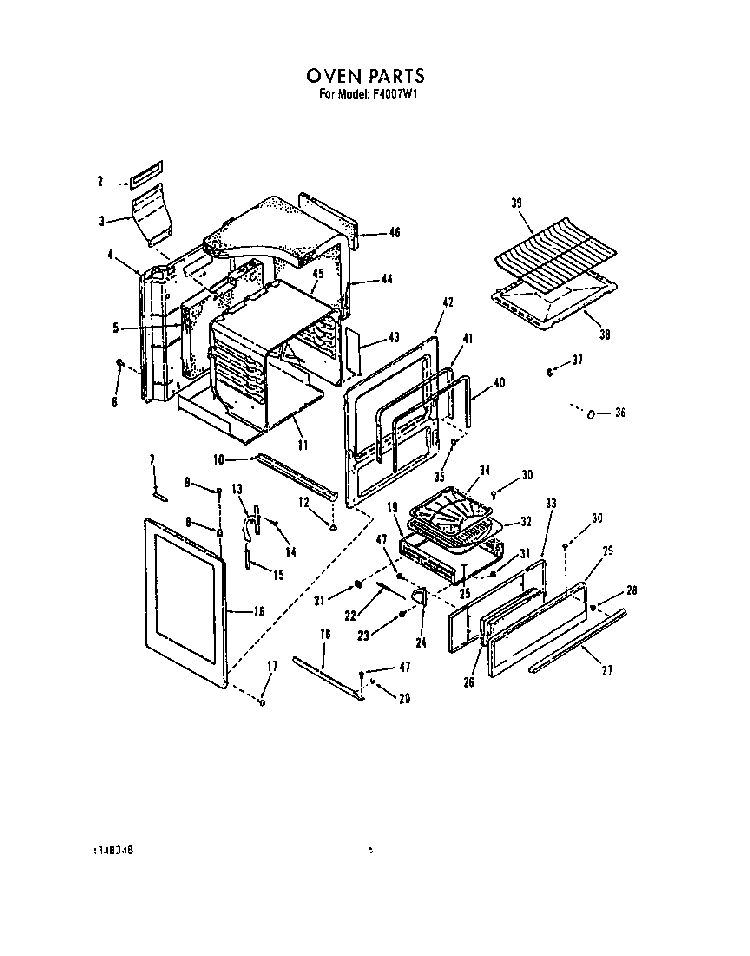 Oven Diagram and Parts List for F4007*1  Roper Range
