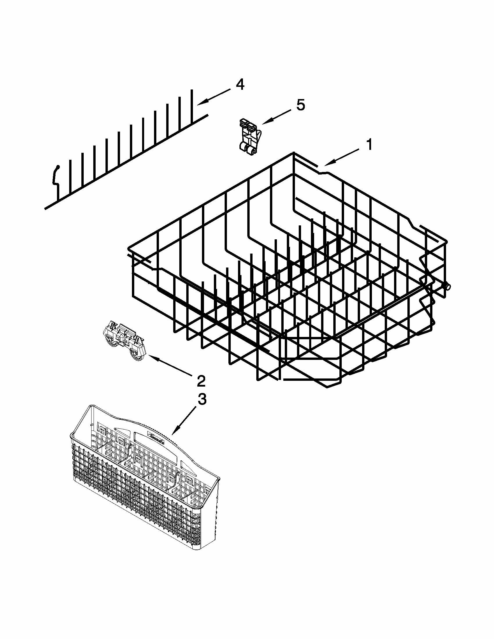 Lower Rack Parts Diagram and Parts List for 66513283K116  Kenmore Dishwasher