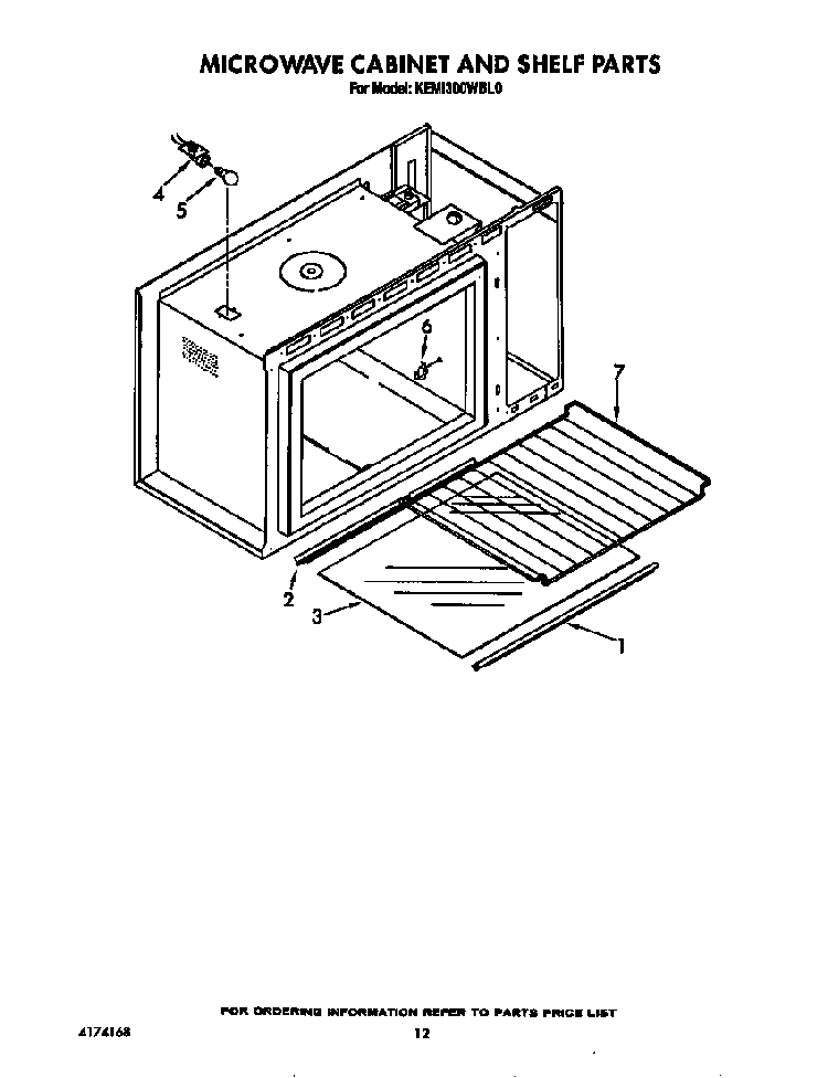 Microwave Cabinet And Shelf Diagram and Parts List for KEMI300WBL0  KitchenAid Microwave Oven Combo