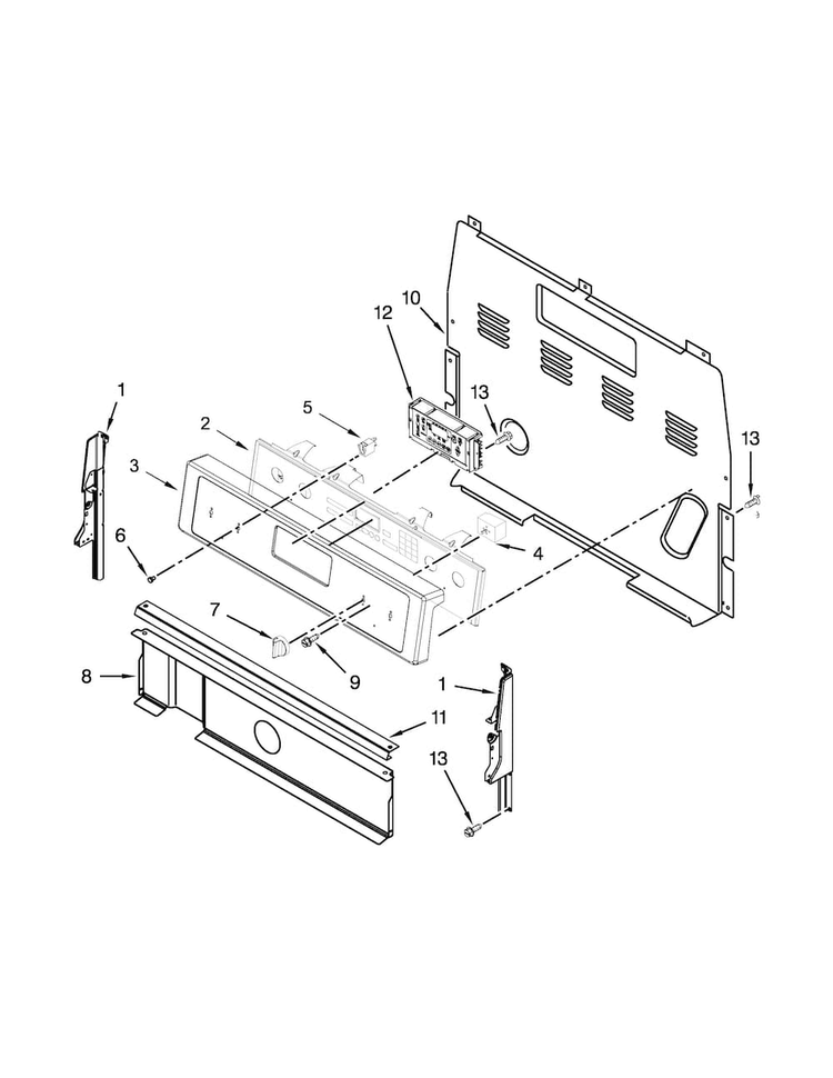 Control Panel Parts Diagram and Parts List for WFE715H0EH0  Whirlpool Range