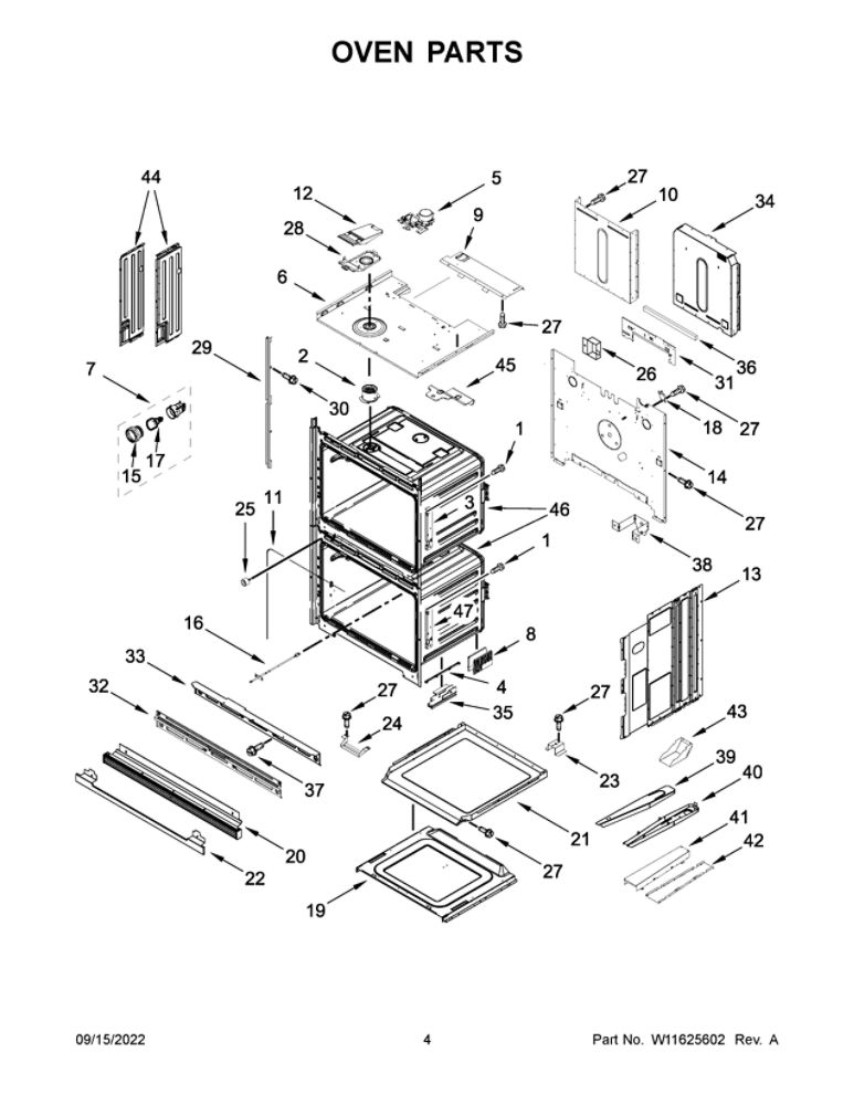Oven Parts 3 Diagram and Parts List for WOD77EC7HV20  Whirlpool Wall Oven