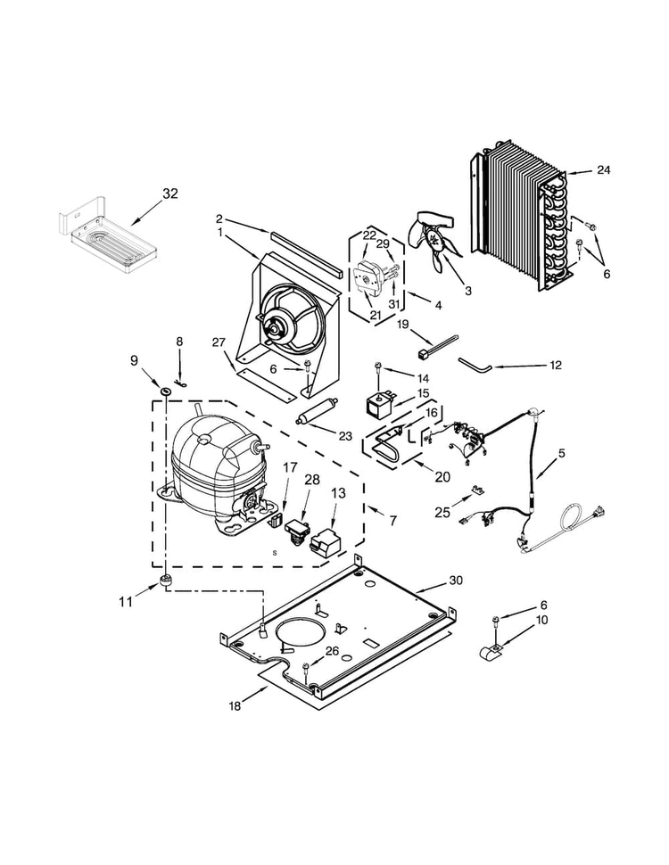 Unit Parts Diagram and Parts List for KUIX305EWH0  KitchenAid Ice Maker