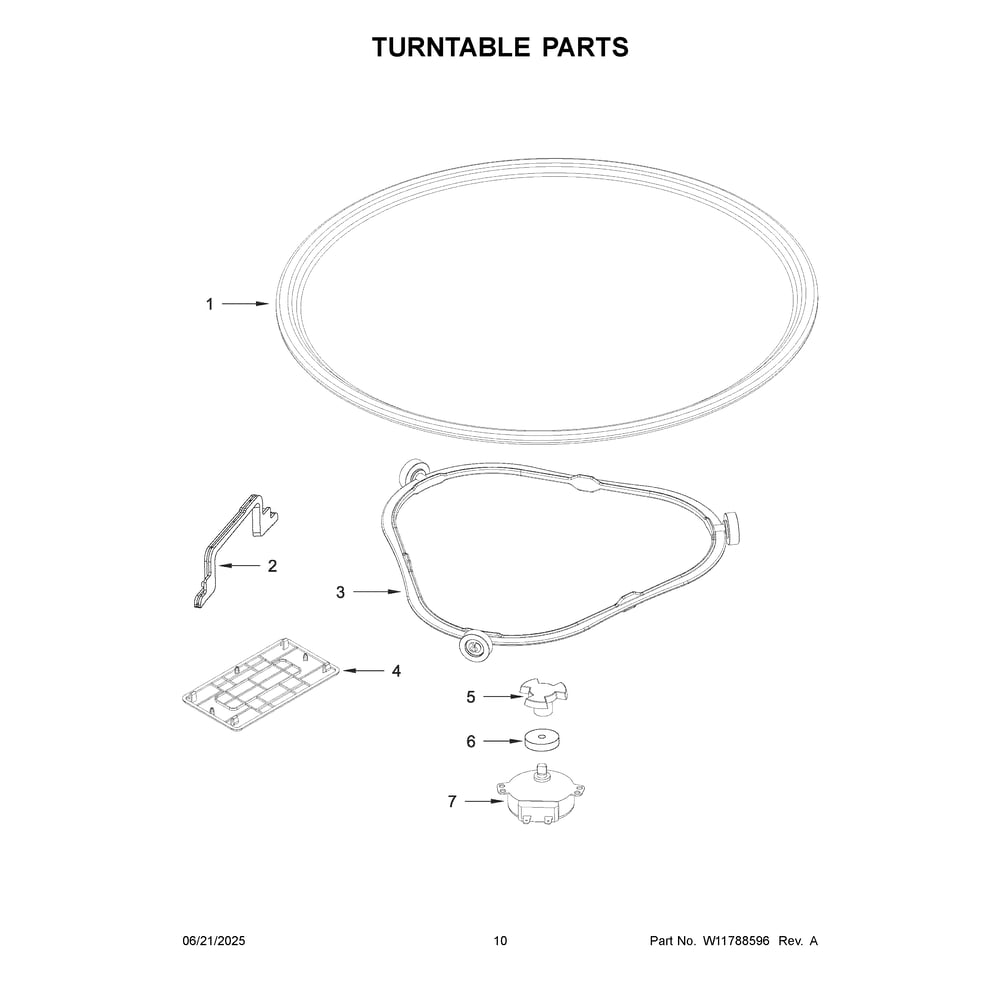Turntable Parts Diagram and Parts List for WMT55511KS03  Whirlpool Microwave