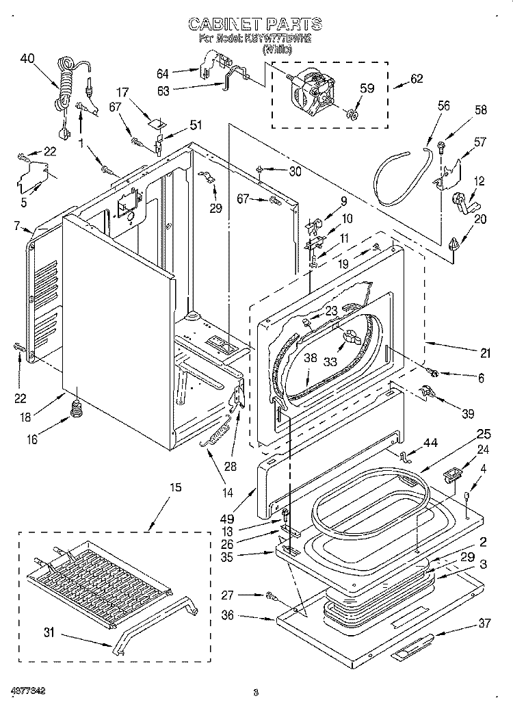CABINET Diagram and Parts List for KGYW777BWH2  KitchenAid Dryer