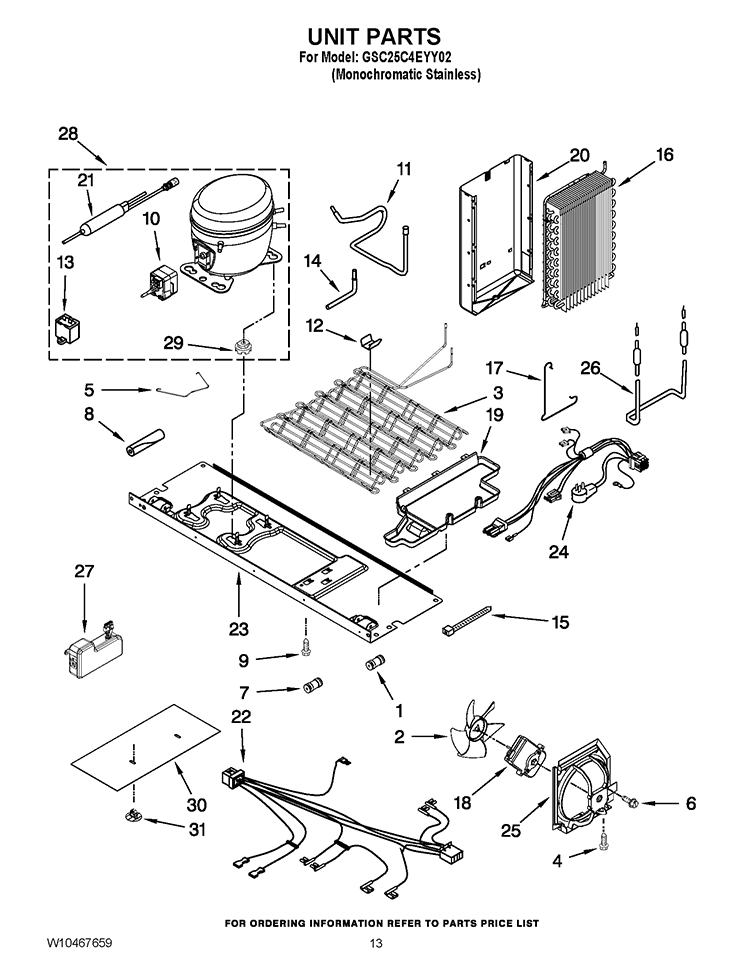 UNIT PARTS Diagram and Parts List for GSC25C4EYY02  Whirlpool Refrigerator