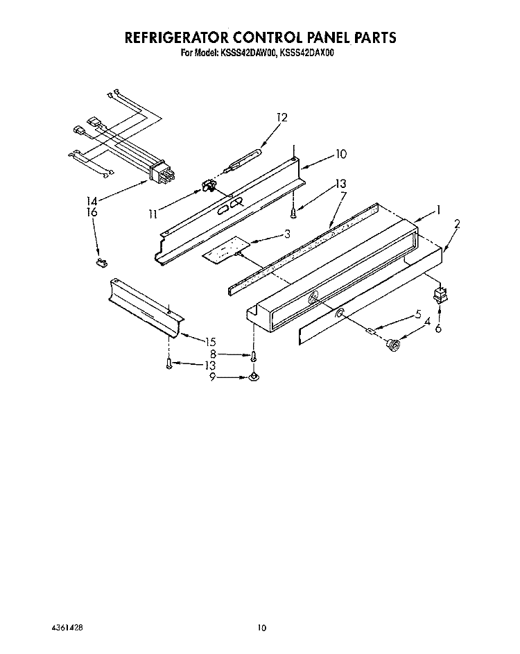 REFRIGERATOR CONTROL PANEL Diagram and Parts List for KSSS42DAW00  KitchenAid Refrigerator