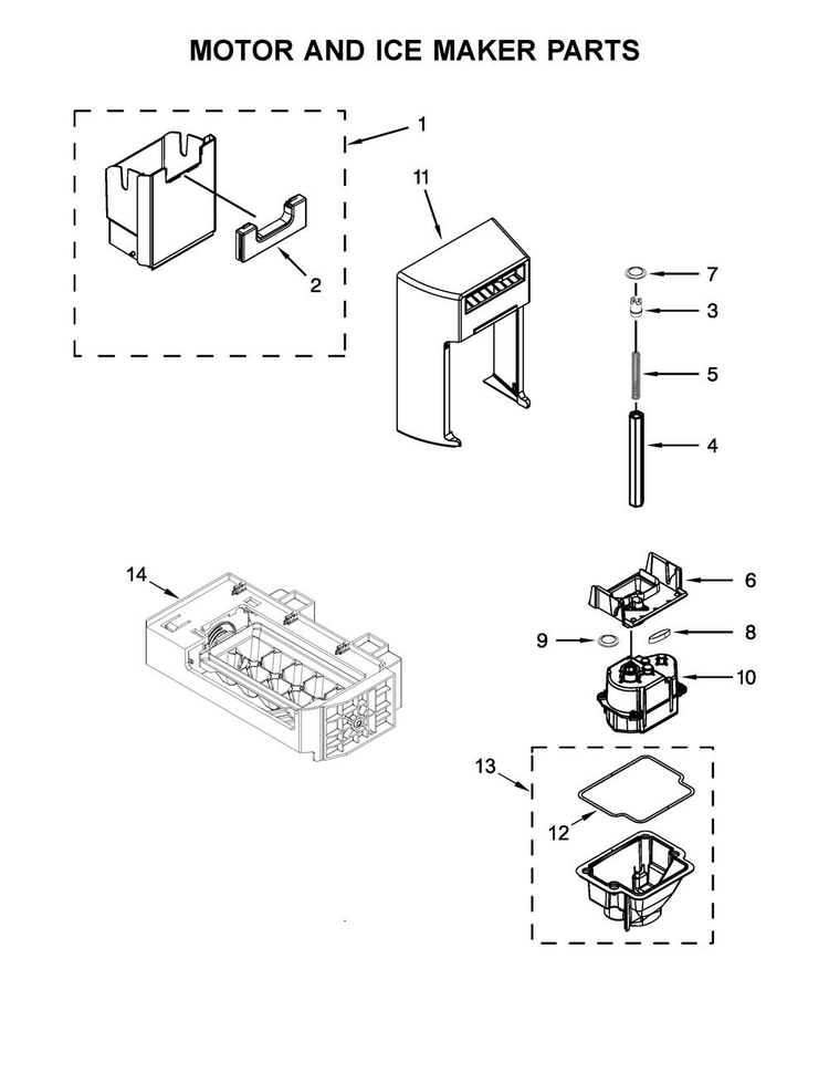 Motor And Ice Maker Parts Diagram and Parts List for WRS586FIEM03  Whirlpool Refrigerator