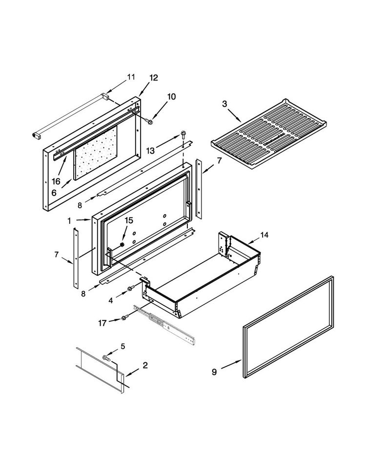 Freezer Door And Basket Parts Diagram and Parts List for KBBR306ESS00  KitchenAid Refrigerator