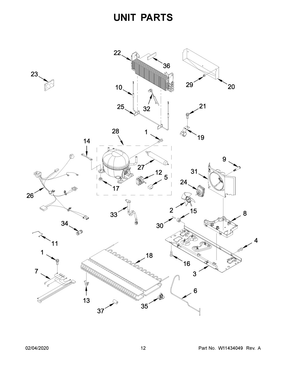 Unit Parts Diagram and Parts List for WRF550CDHZ03  Whirlpool Refrigerator