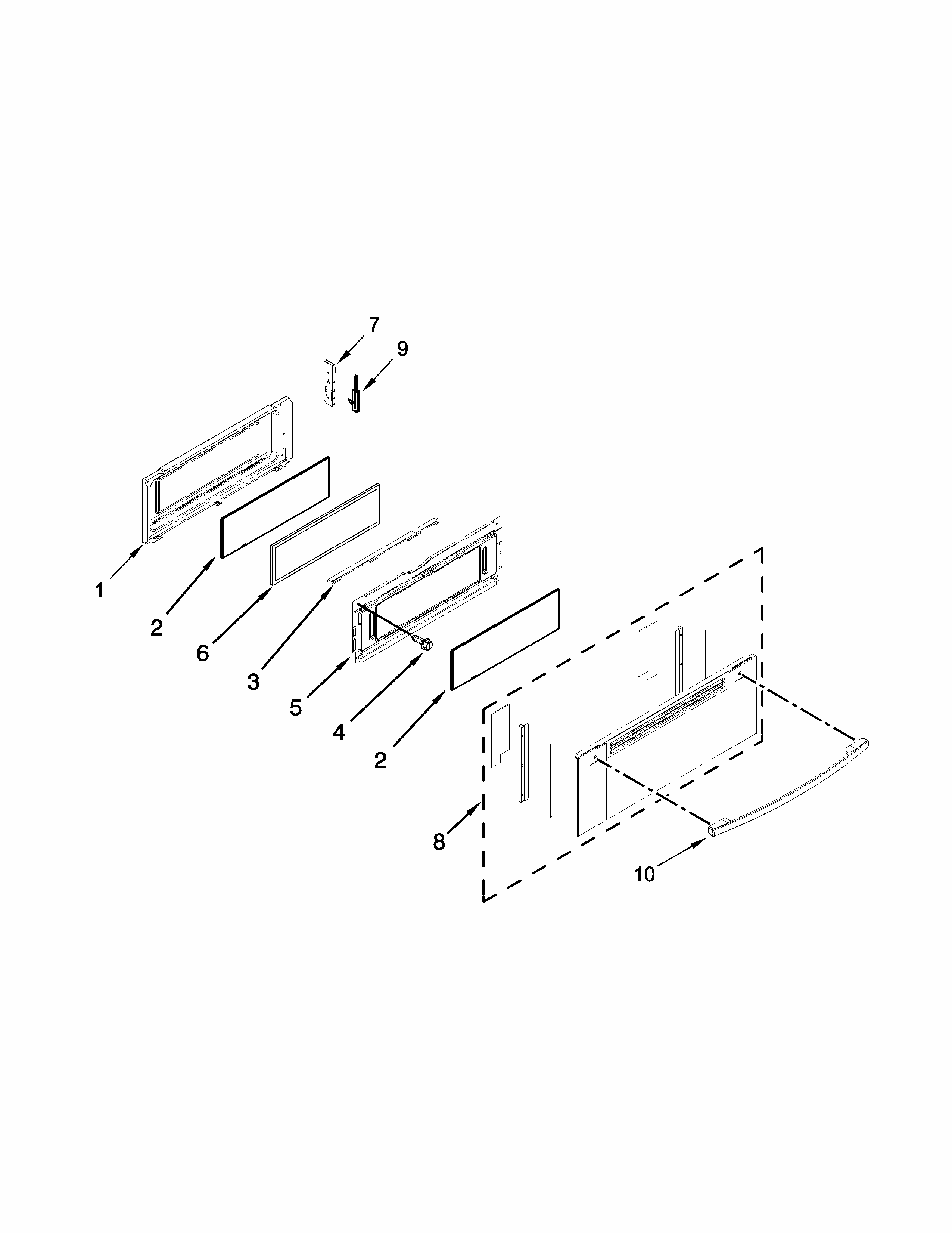 Upper Door Parts Diagram and Parts List for IGS900DS01  Whirlpool Range