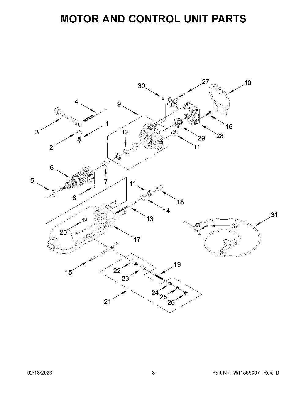 Motor And Control Unit Parts Diagram and Parts List for KSM195PSFT0  KitchenAid Mixer