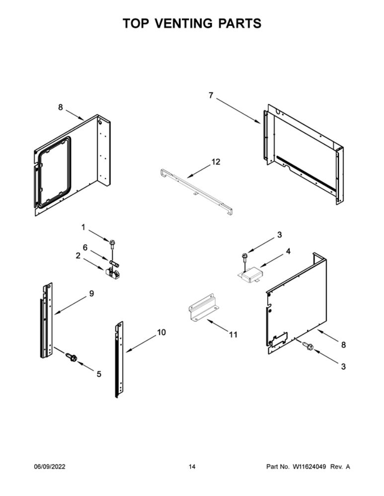 Top Venting Parts Diagram and Parts List for WOC54EC7HS20  Whirlpool Microwave Oven Combo