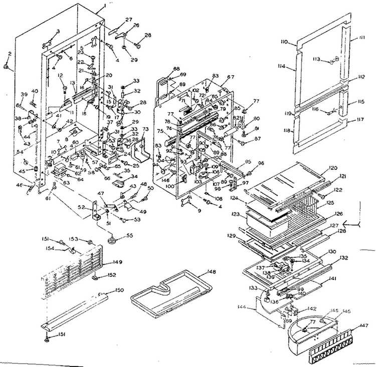 Cabinet Parts Diagram and Parts List for 106R14GL  Kenmore Refrigerator