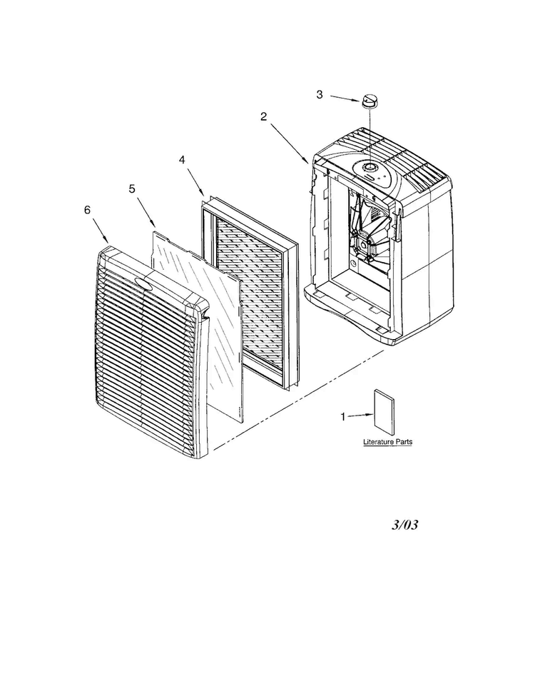 Air Purifier Diagram and Parts List for 1064283355  Kenmore Air Purifier