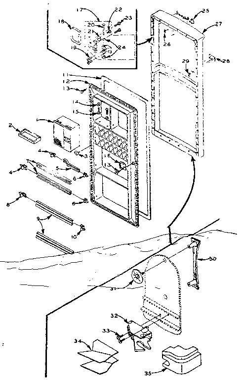 Refrigerators Door Parts Diagram and Parts List for 106M9B1-F  Kenmore Refrigerator