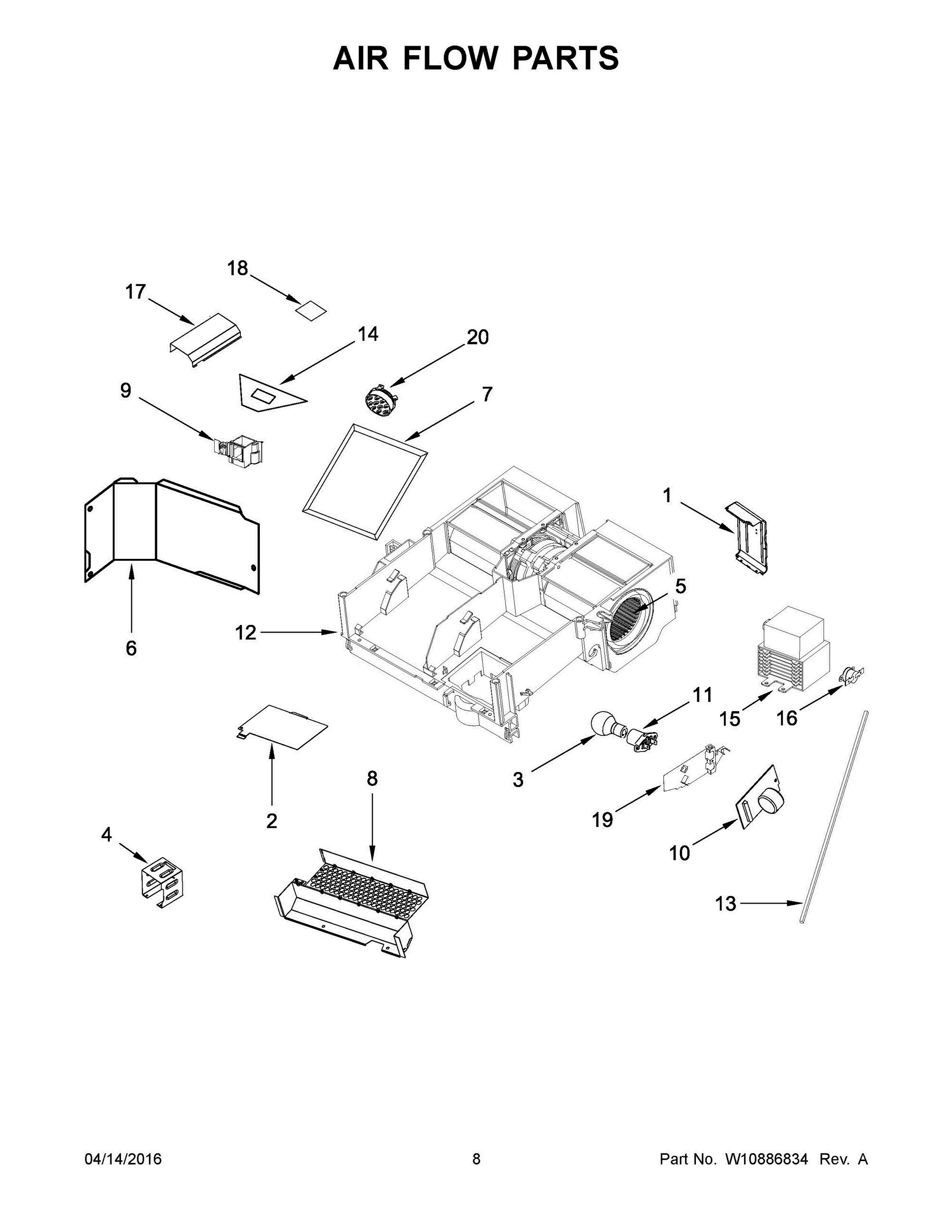 05 - AIR FLOW PARTS Diagram and Parts List for YKMHS120EB1  Whirlpool Microwave