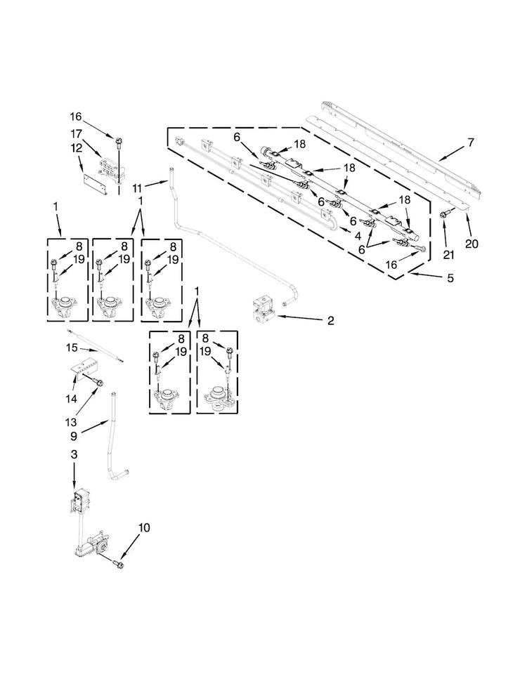 Manifold Parts Diagram and Parts List for KDRS505XSS04  KitchenAid Range