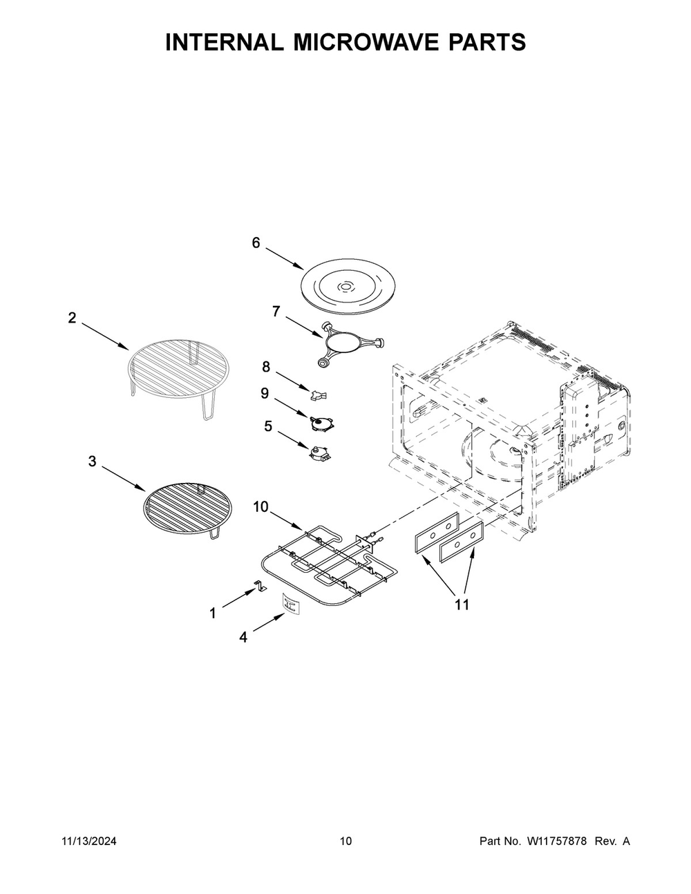 06 - Internal Microwave Parts Diagram and Parts List for JMC2427LM01  Whirlpool Microwave