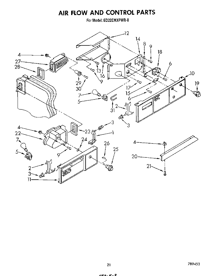 AIRFLOW AND CONTROL Diagram and Parts List for ED22EMXPWR0  Whirlpool Refrigerator