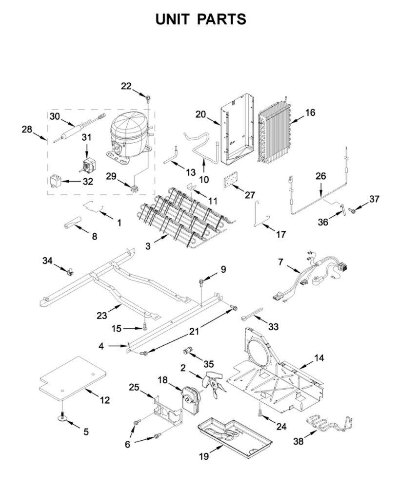 Unit Parts Diagram and Parts List for WRS315SDHM04  Whirlpool Refrigerator