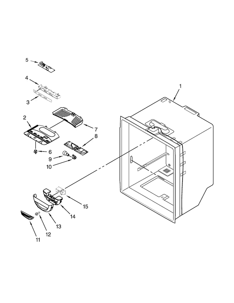 Refrigerator Liner Parts Diagram and Parts List for WRB329DMBB00  Whirlpool Refrigerator