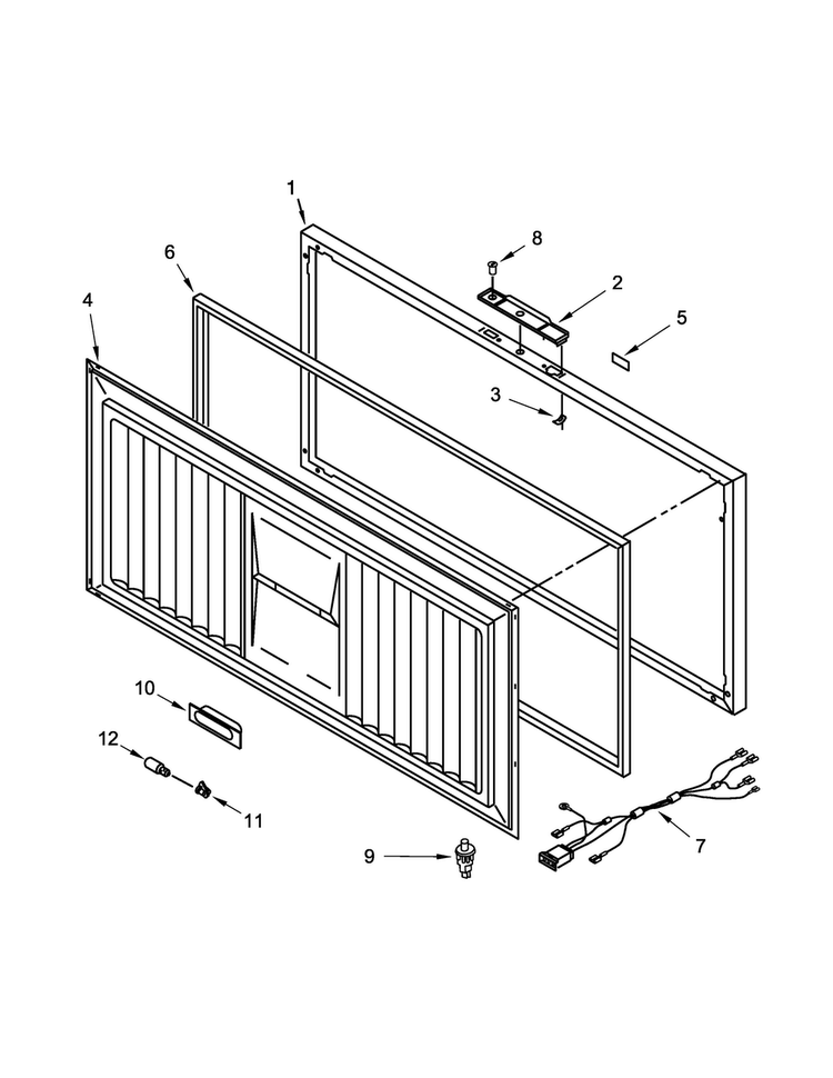 Door Parts Diagram and Parts List for WC22001Q00  Whirlpool Freezer