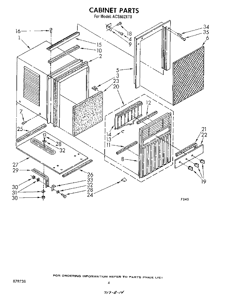 SECTION Diagram and Parts List for ACS602XT0  Whirlpool Air Conditioner
