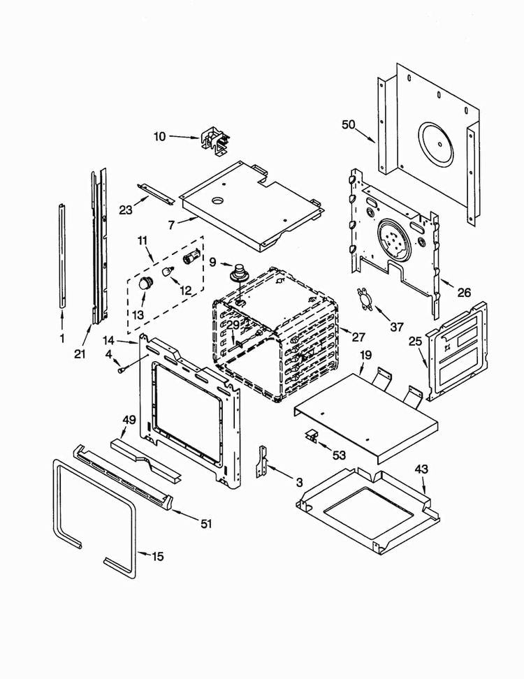 Oven Diagram and Parts List for RS610PXHW1  Whirlpool Range