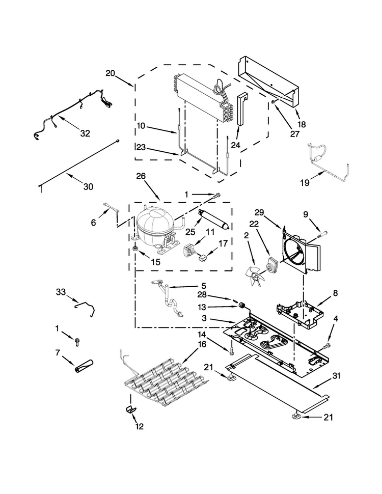 Unit Parts Diagram and Parts List for WRF736SDAB13  Whirlpool Refrigerator