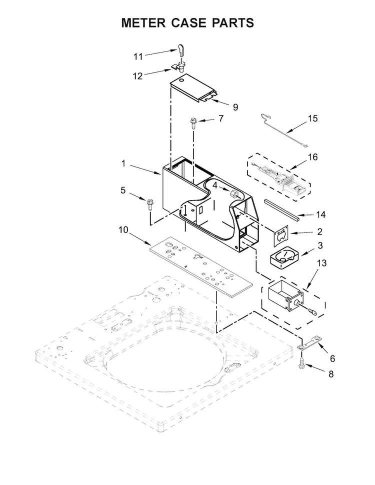 Meter Case Parts Diagram and Parts List for CAE2745FQ0  Whirlpool Washer