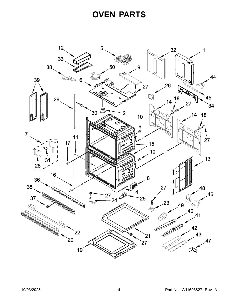 Oven Parts Diagram and Parts List for KODE900HSS21  KitchenAid Wall Oven