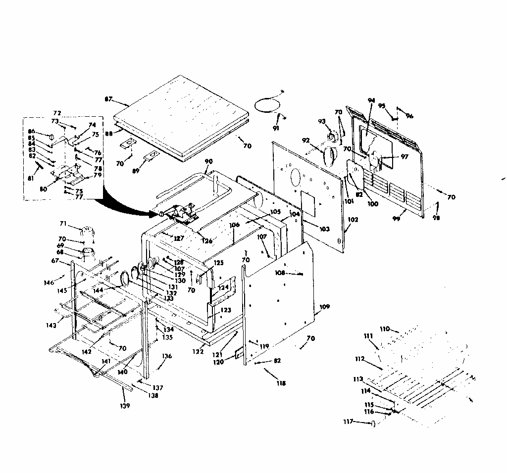 Body Section Diagram and Parts List for 8504237200  Kenmore Range