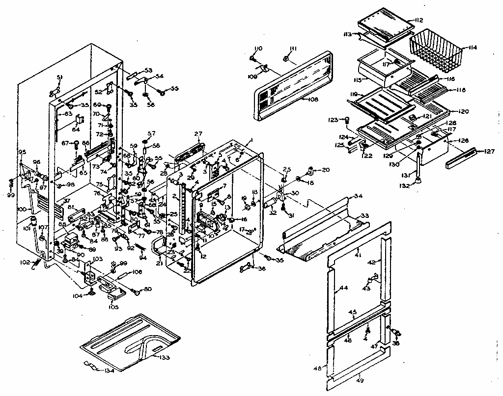 Cabinet Parts Diagram and Parts List for 106S13GIM  Kenmore Refrigerator