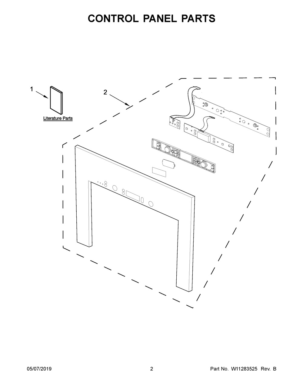 Control Panel Parts Diagram and Parts List for UMH50008HS0  Whirlpool Microwave