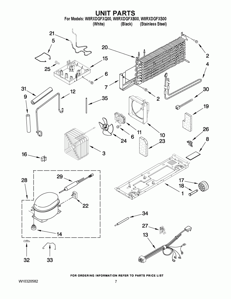 UNIT PARTS Diagram and Parts List for W8RXDGFXQ00  Whirlpool Refrigerator