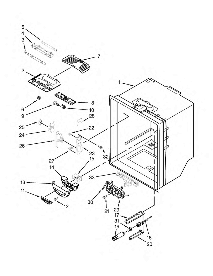 Refrigerator Liner Parts Diagram and Parts List for 10672009015  Kenmore Refrigerator