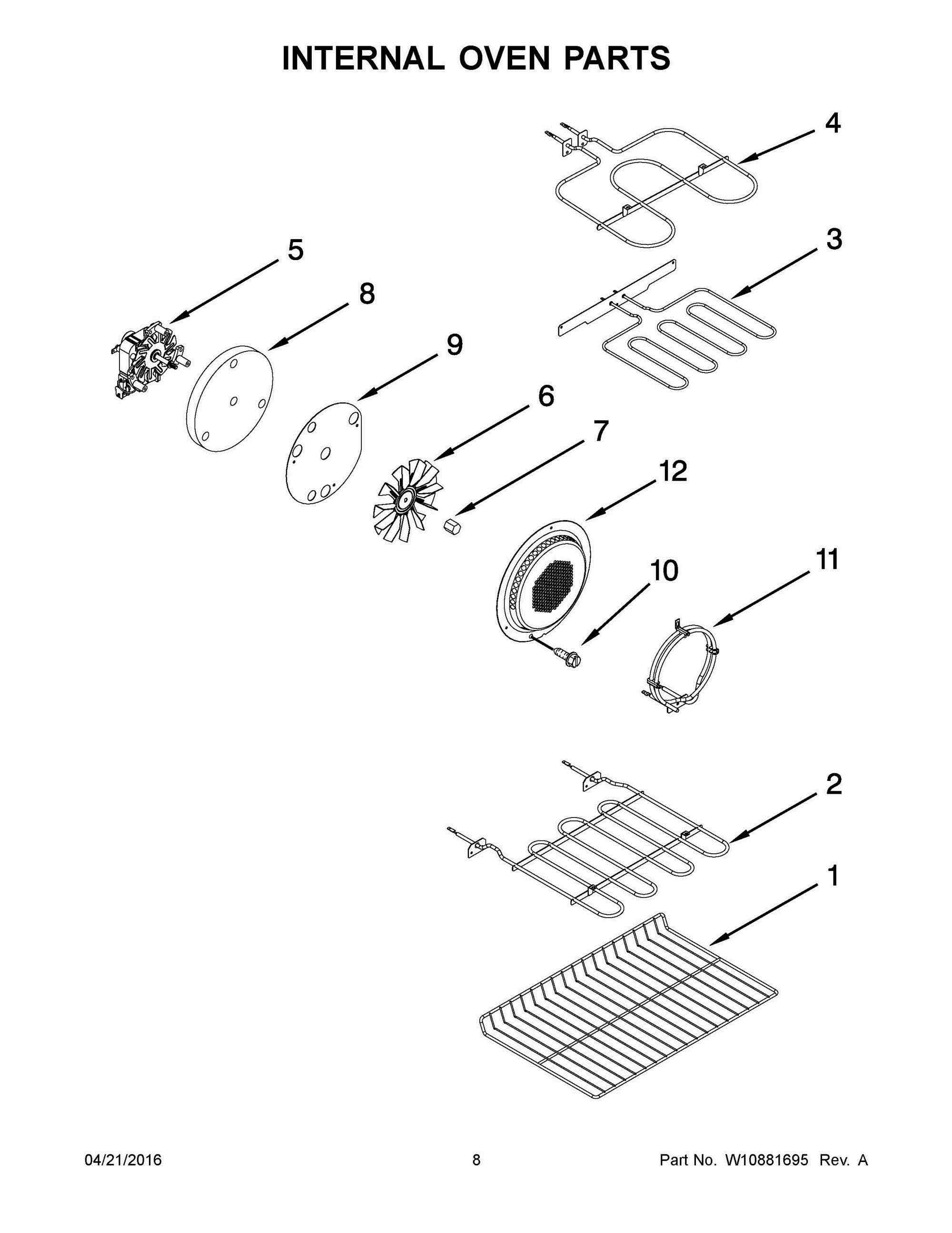 05 - INTERNAL OVEN PARTS Diagram and Parts List for YWGE745C0FH0  Whirlpool Range
