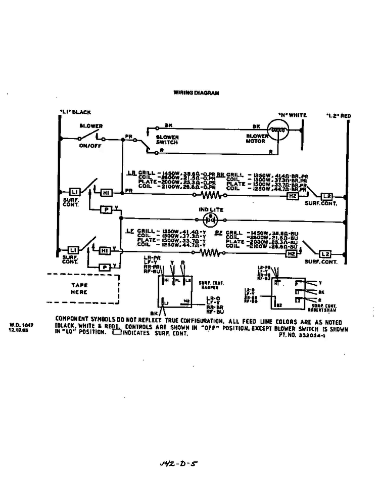 Wiring Diagram Diagram and Parts List for 2144*0F  Roper Range