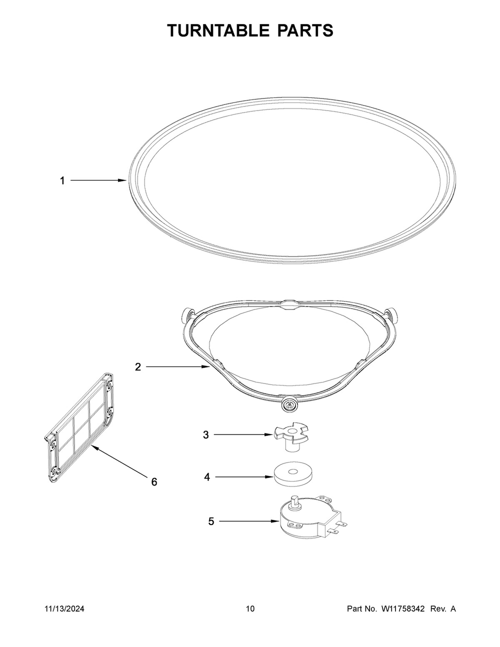 06 - Turntable Parts Diagram and Parts List for WMMS3330RB00  Whirlpool Microwave