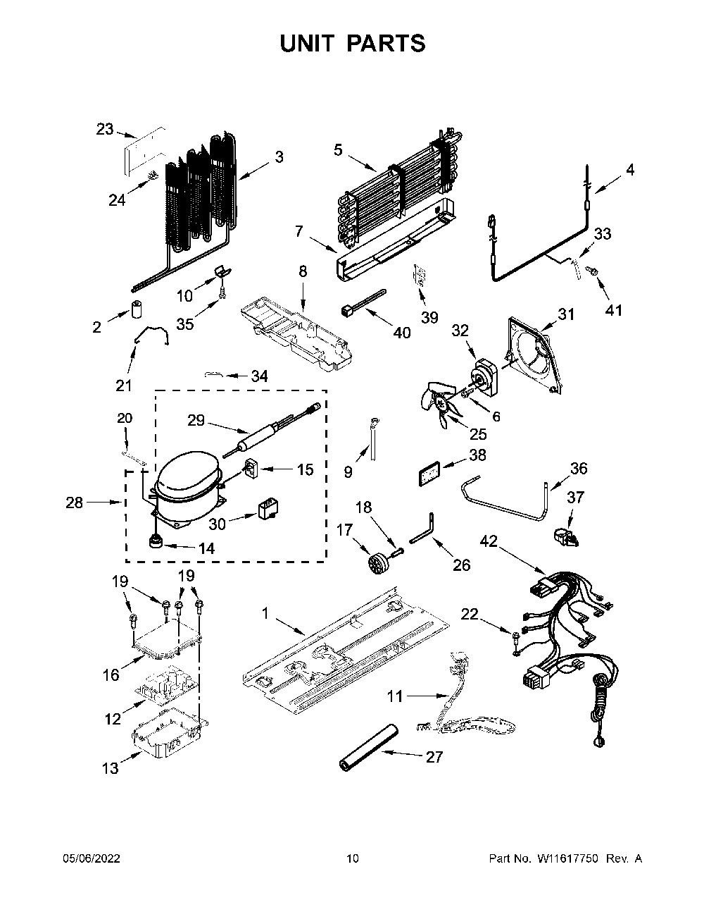Unit Parts Diagram and Parts List for KRFF300EBS01  KitchenAid Refrigerator