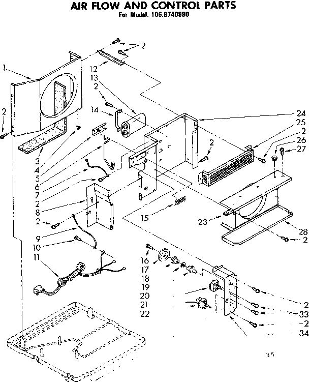 Air Flow And Control Parts Diagram and Parts List for 1068740880-AC  Kenmore Air Conditioner