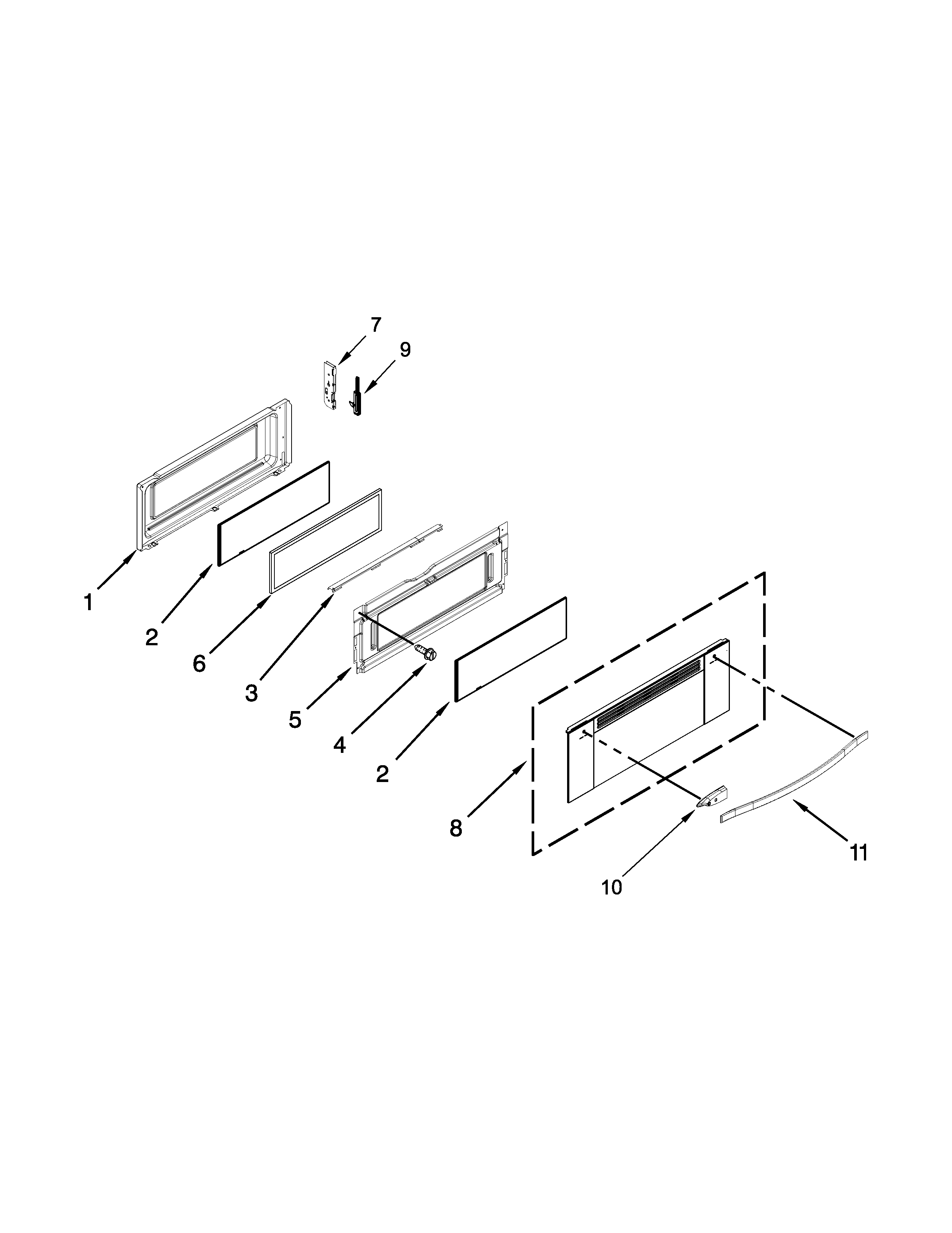 Upper Door Parts Diagram and Parts List for IGS900DS00  Whirlpool Range